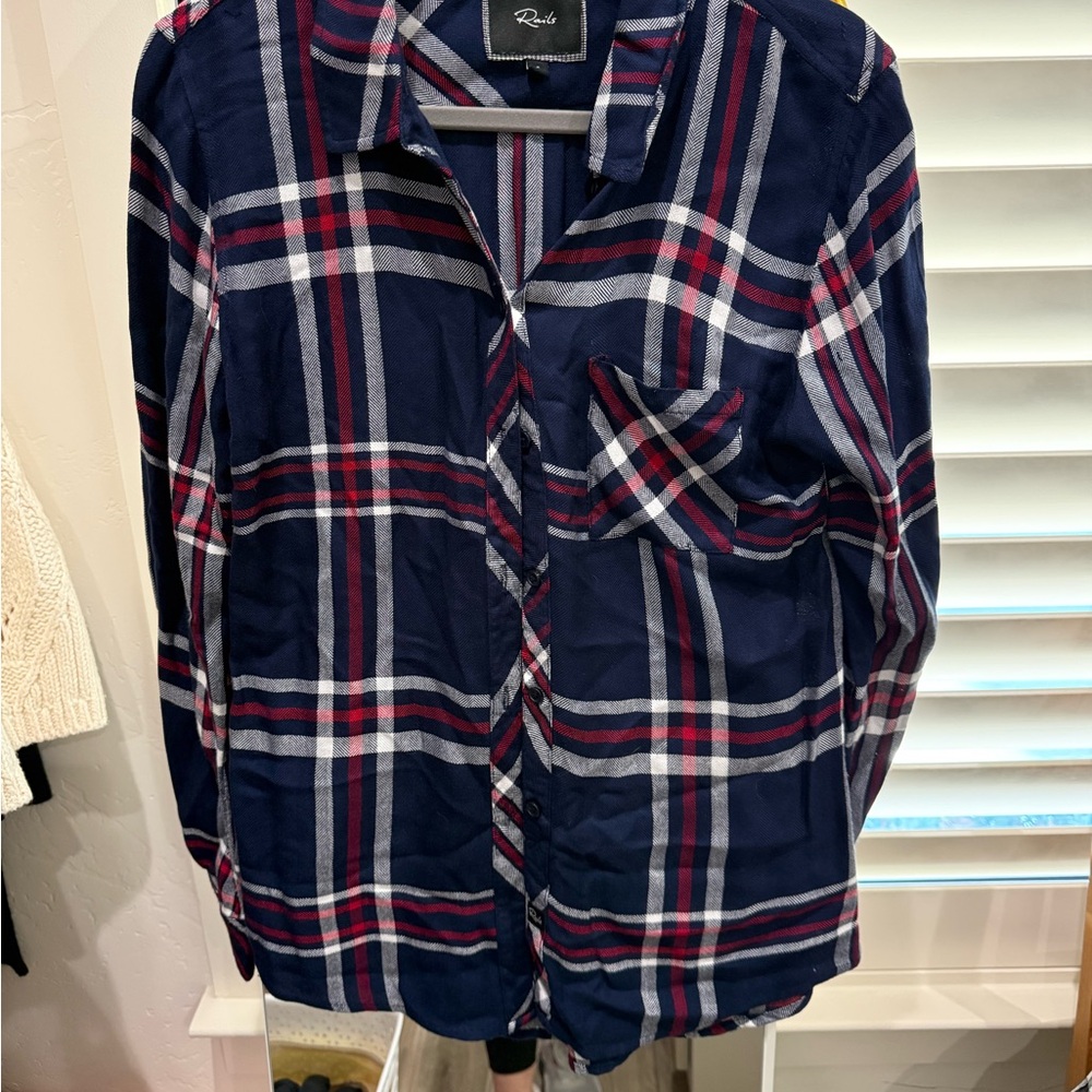 Rails Navy and Red Plaid Shirt
